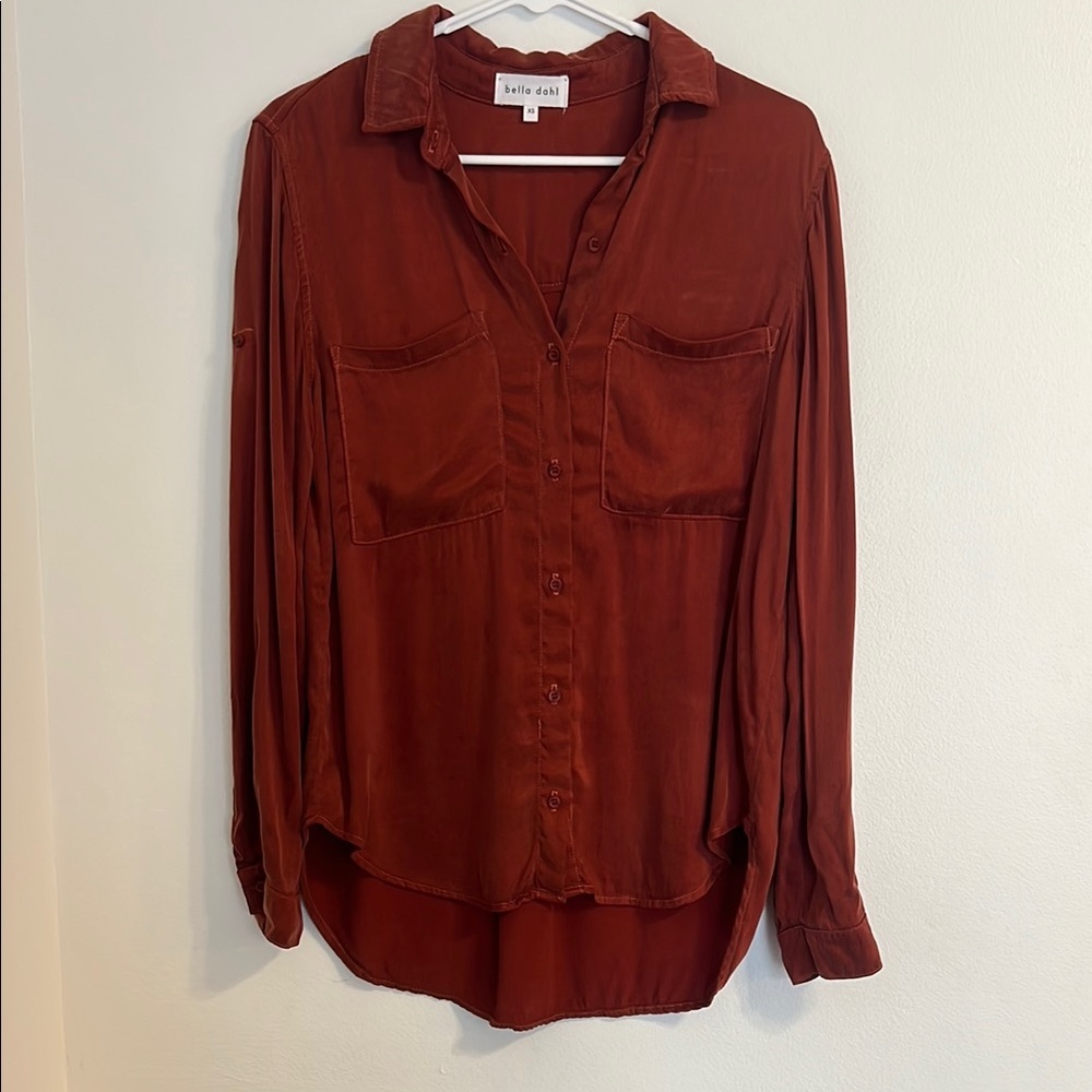 Bella Dahl Red Relaxed Button Down Shirt